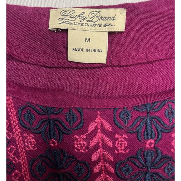 Lucky Brand Women’s Magenta Shirt Dress with Embroidered Detail Size M - Picture 6 of 8
